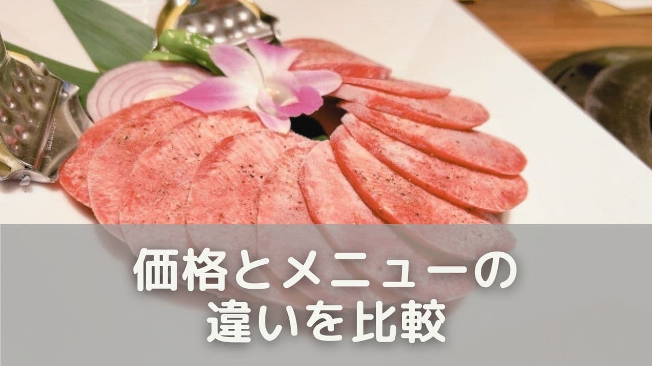 価格とメニューの違いを比較